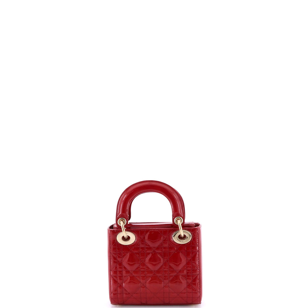 Lady Dior Chain Bag Cannage Quilt Patent Mini