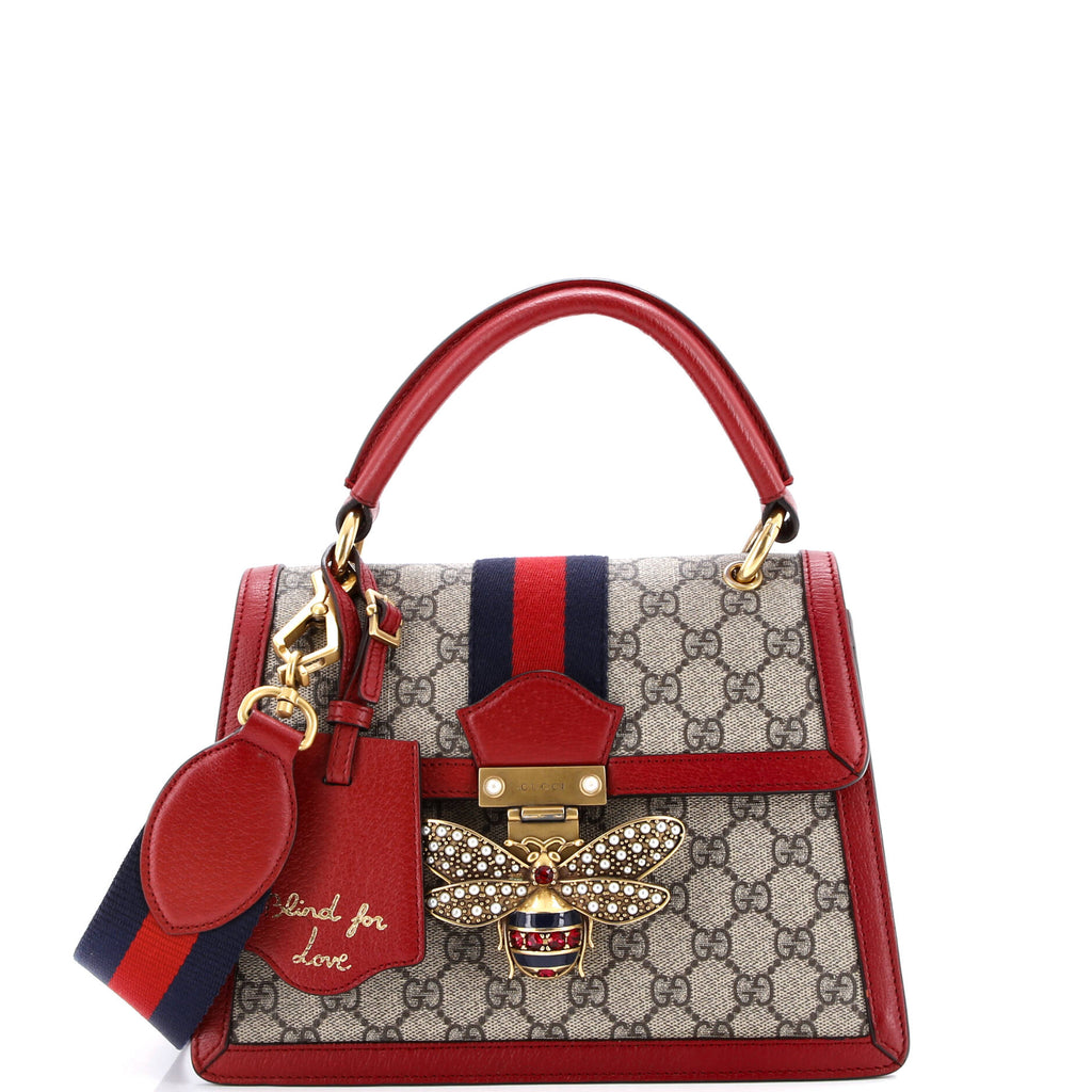 Queen Margaret Top Handle Bag GG Coated Canvas with Leather Small