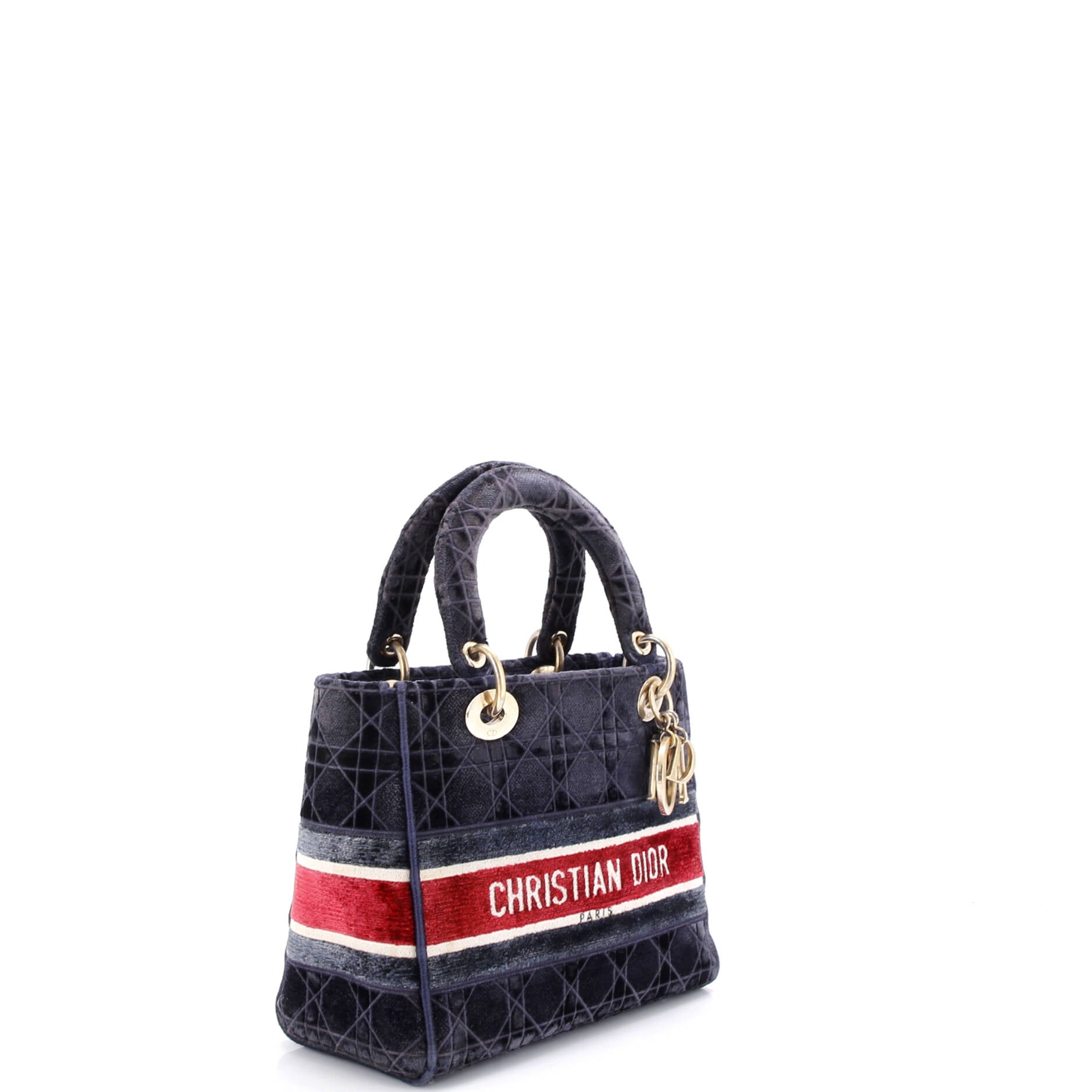 Lady D-Lite Bag Cannage Embroidered Velvet Medium