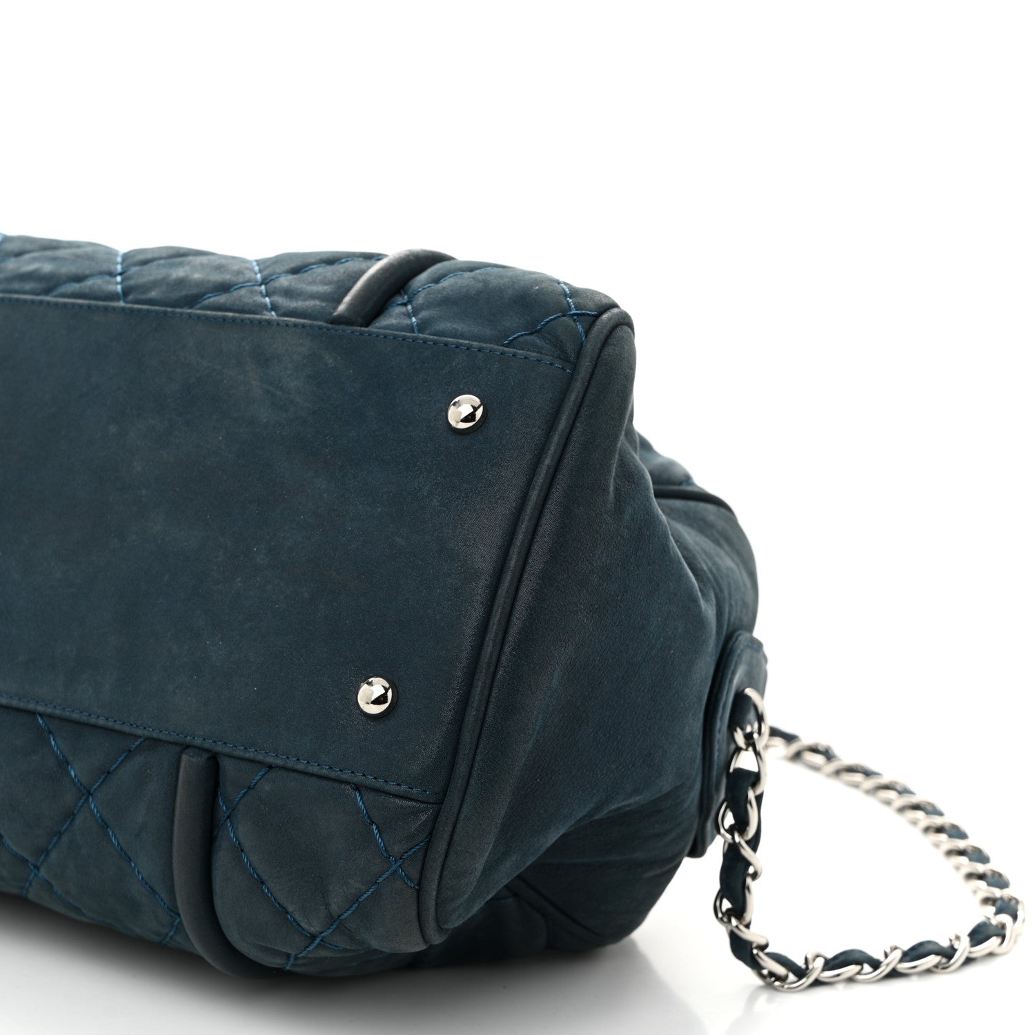 Iridescent Calfskin Quilted Relax CC Bowler Blue