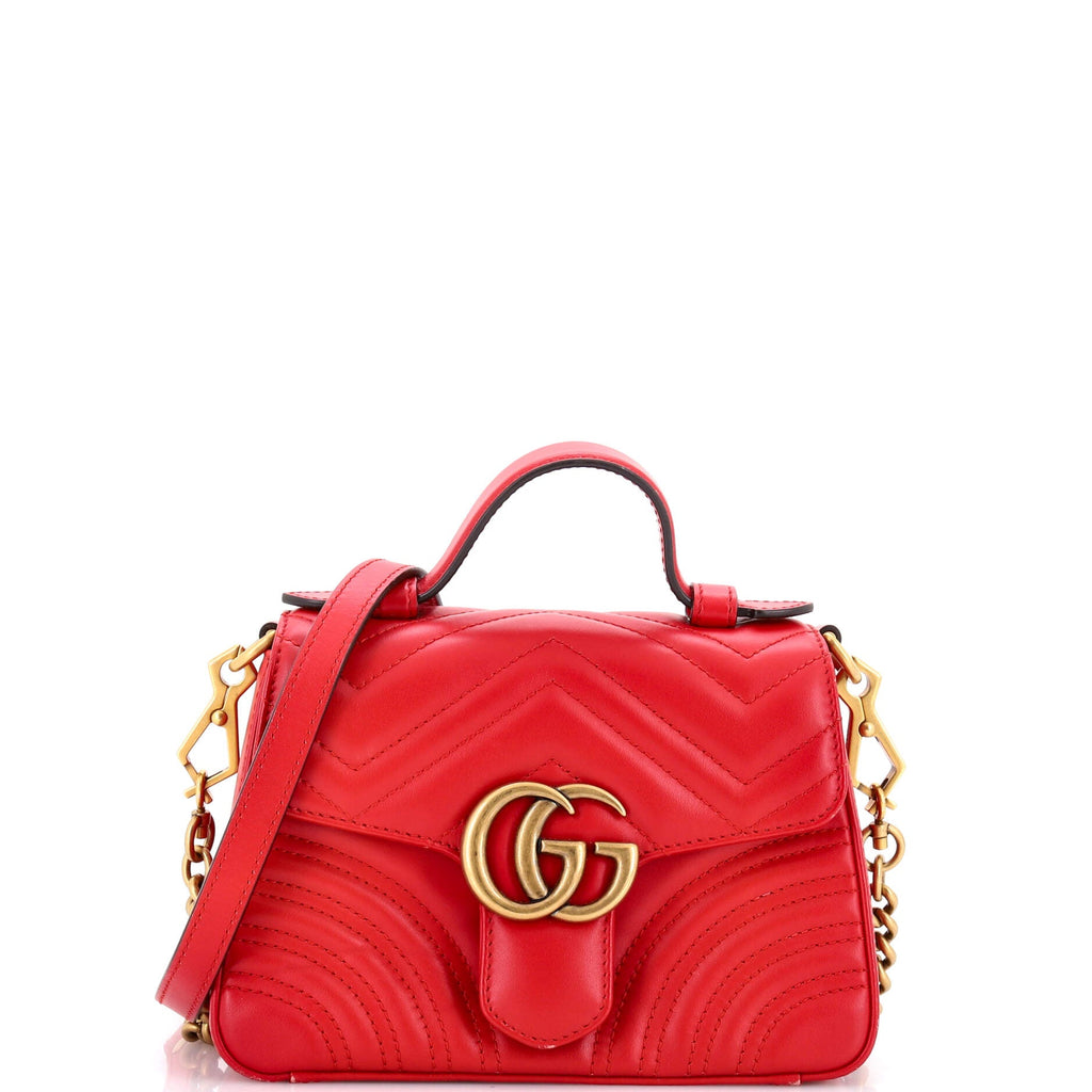 GG Marmont Top Handle Flap Bag Matelasse Leather Mini