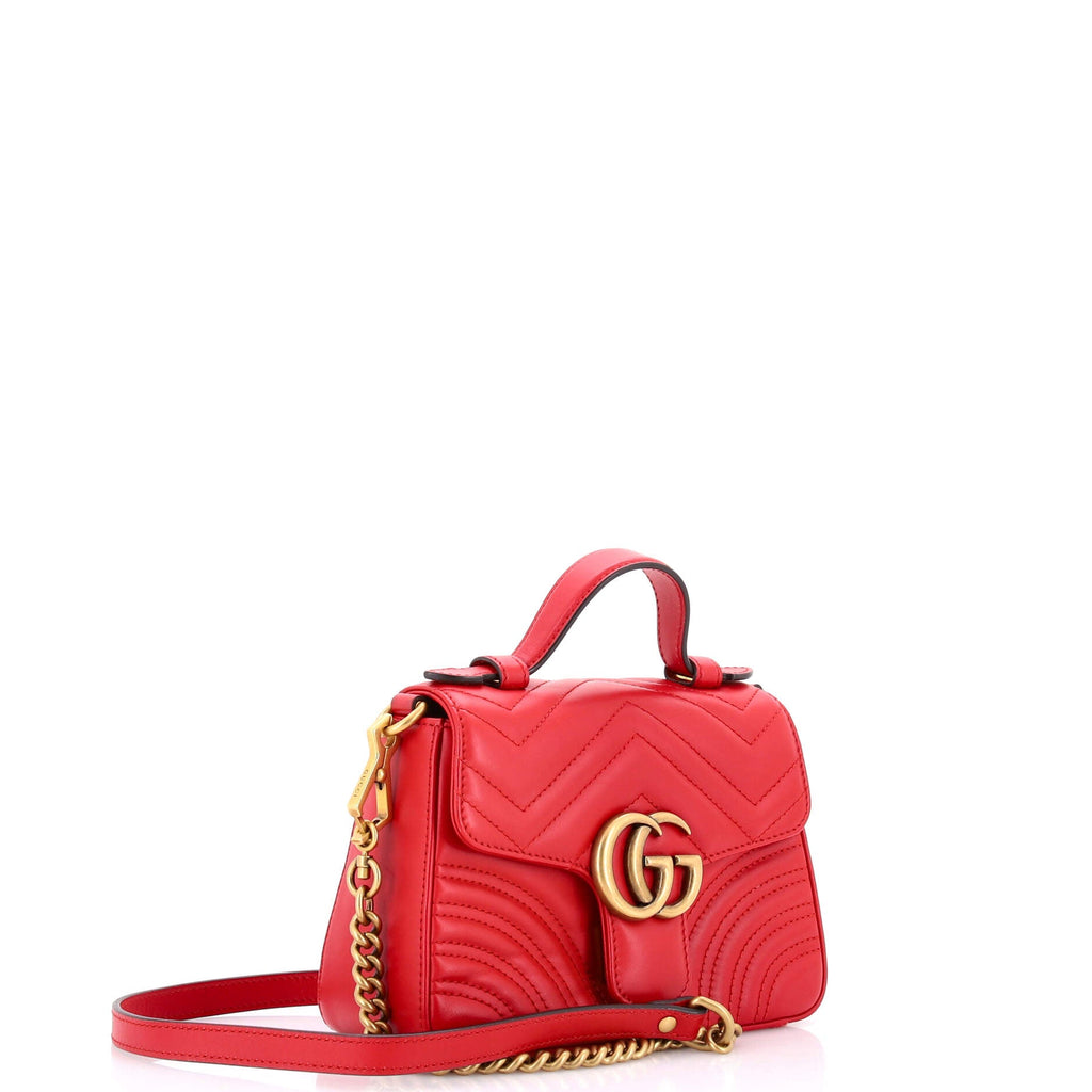 GG Marmont Top Handle Flap Bag Matelasse Leather Mini