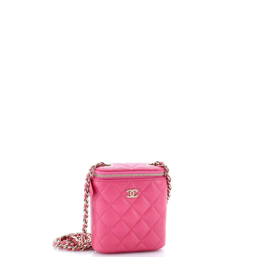 Vertical Classic Vanity Case with Chain Quilted Caviar Mini