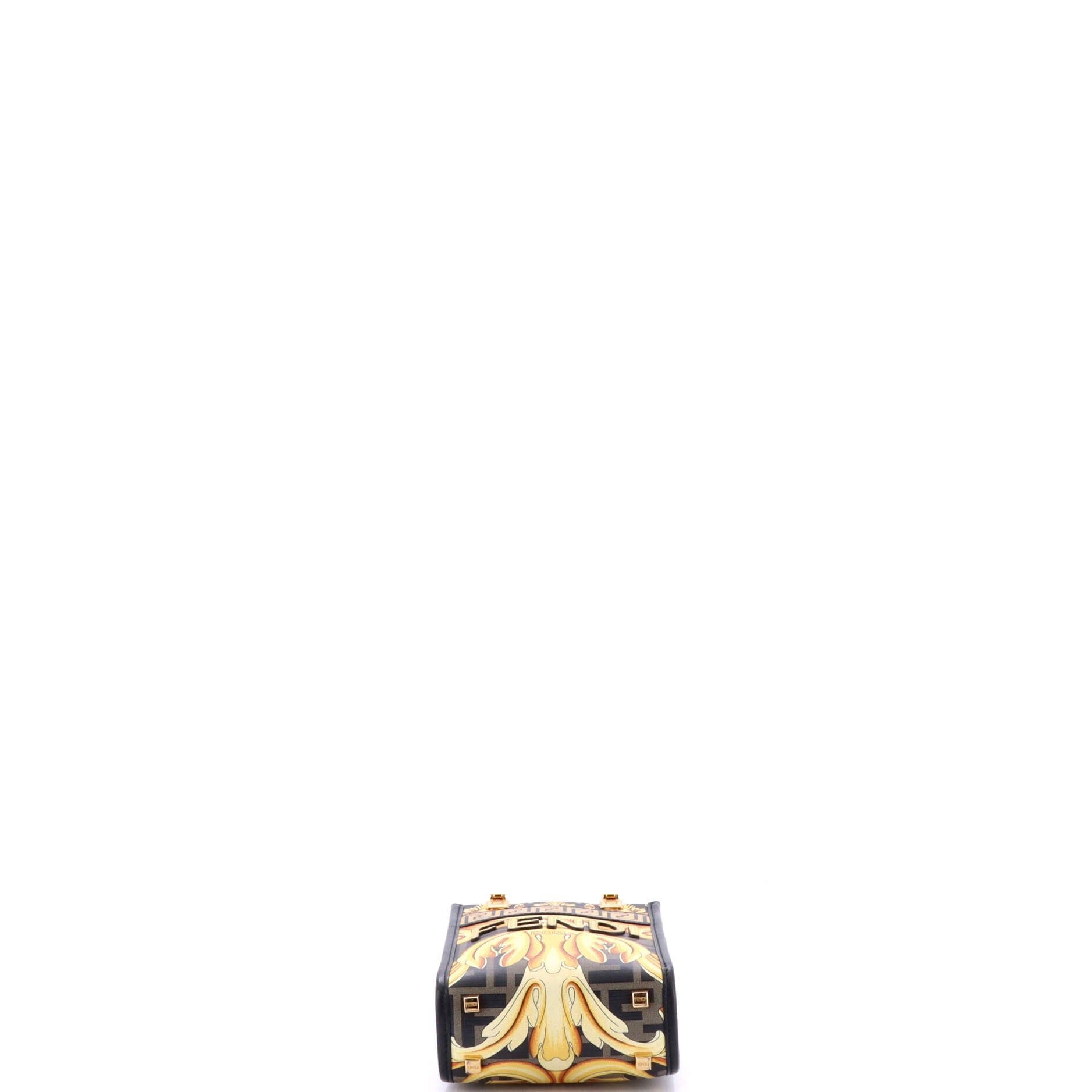 x Versace Fendace Convertible Sunshine Shopper Tote Printed Laminated Leather Mini