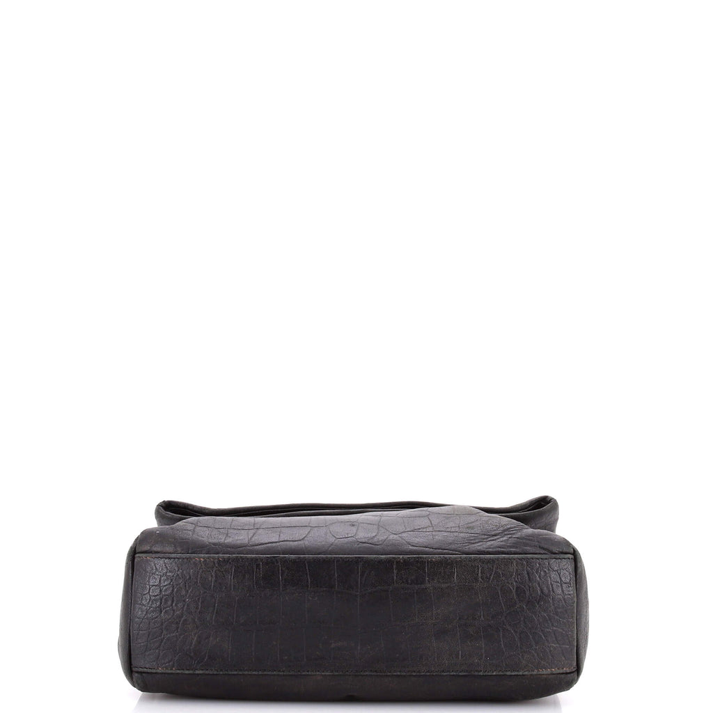 West Hollywood Shoulder Bag Crocodile Embossed Leather Medium