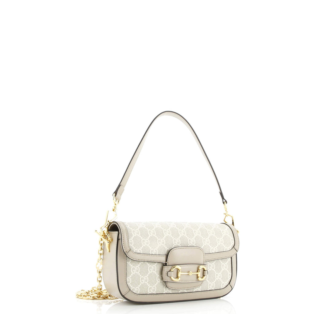 Horsebit 1955 Shoulder Bag GG Coated Canvas with Leather East West