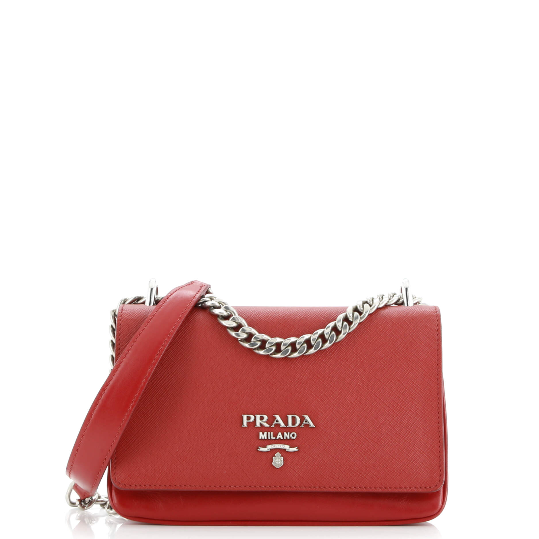 Chain Flap Crossbody Bag Saffiano and Soft Calf Small