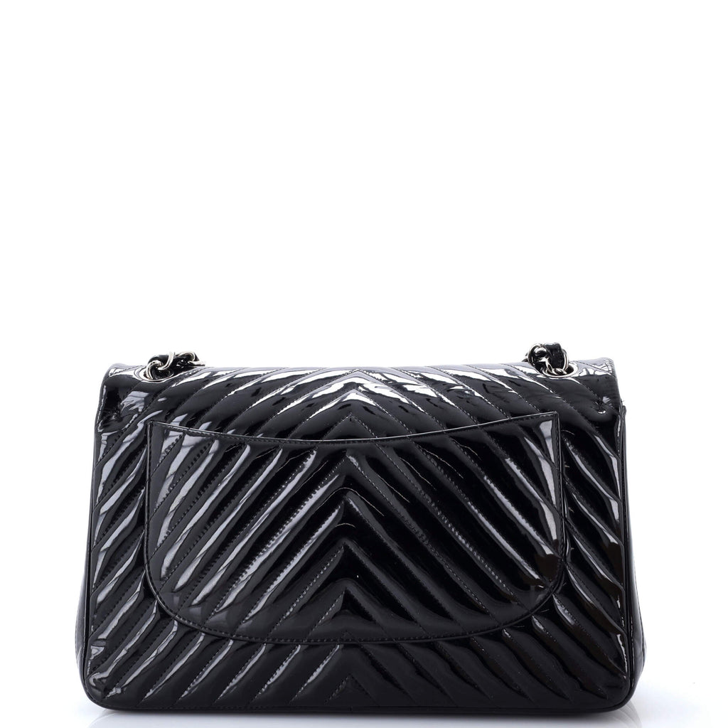 Classic Double Flap Bag Chevron Patent Jumbo