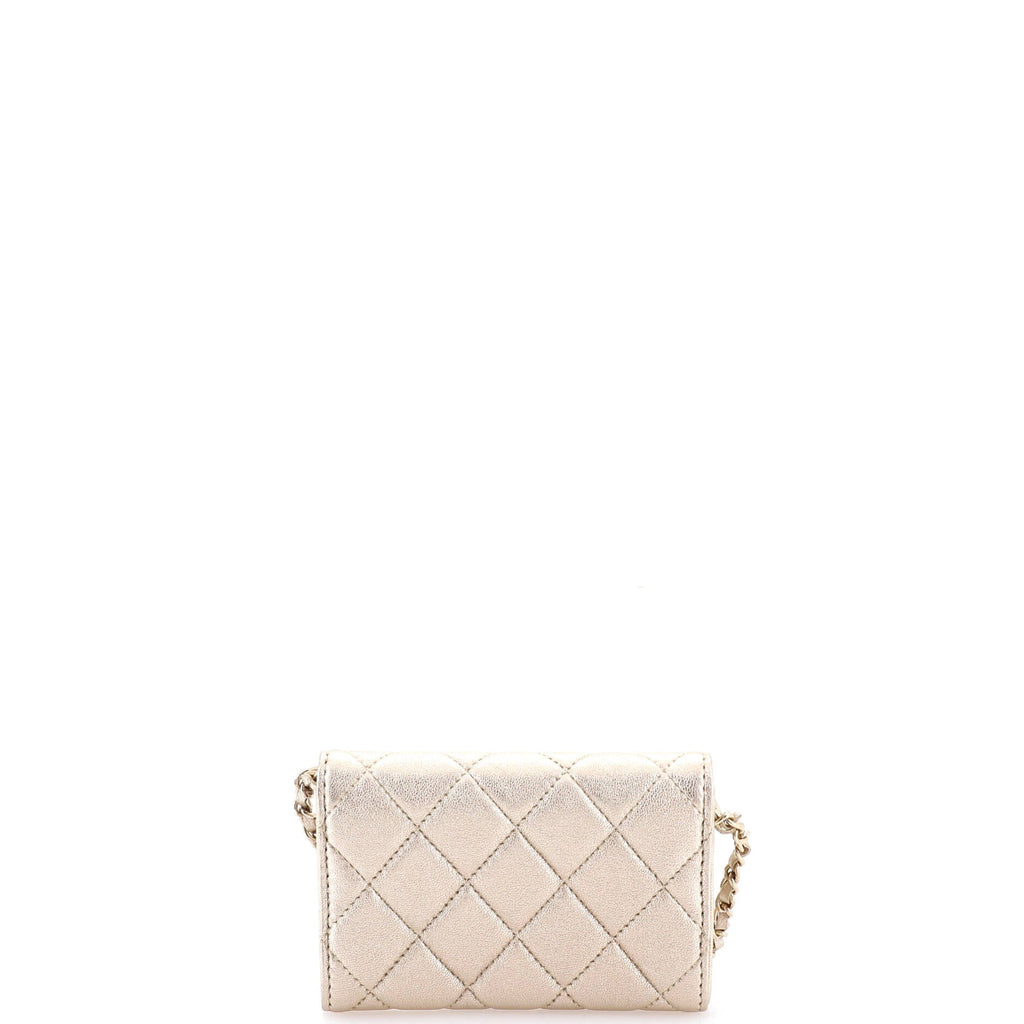 Classic Flap Chain Belt Bag Quilted Metallic Lambskin Mini