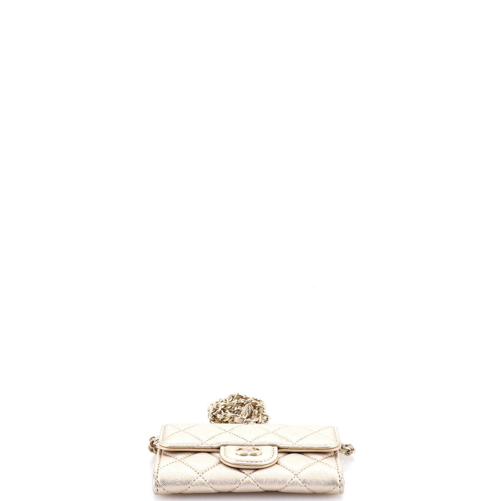 Classic Flap Chain Belt Bag Quilted Metallic Lambskin Mini