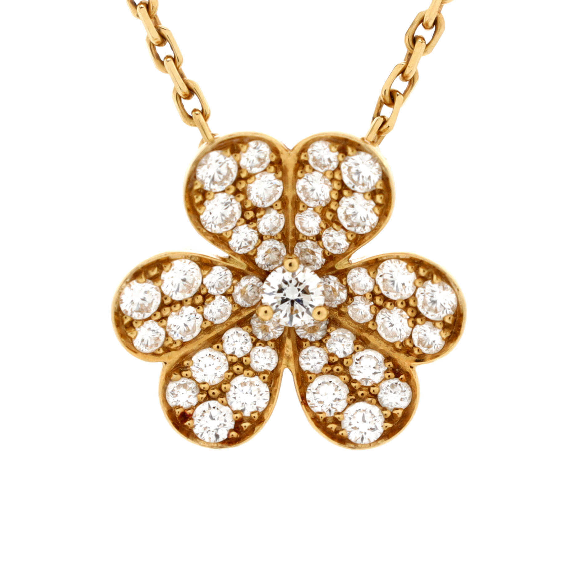 Frivole Pendant Necklace 18K Yellow Gold with Pave Diamonds Small
