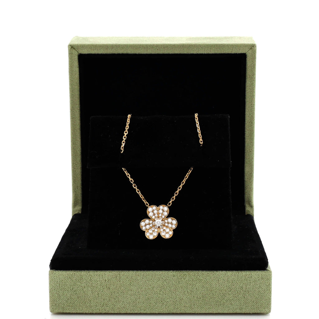 Frivole Pendant Necklace 18K Yellow Gold with Pave Diamonds Small