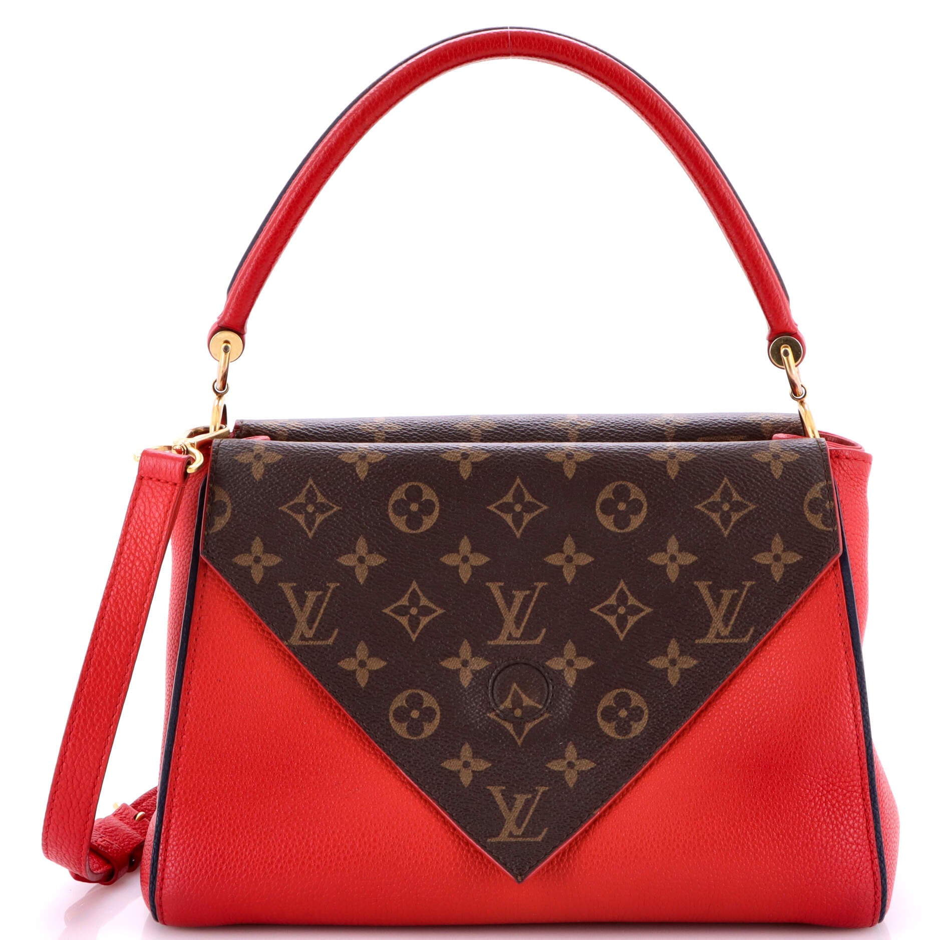 Double V Handbag Calfskin with Monogram Canvas
