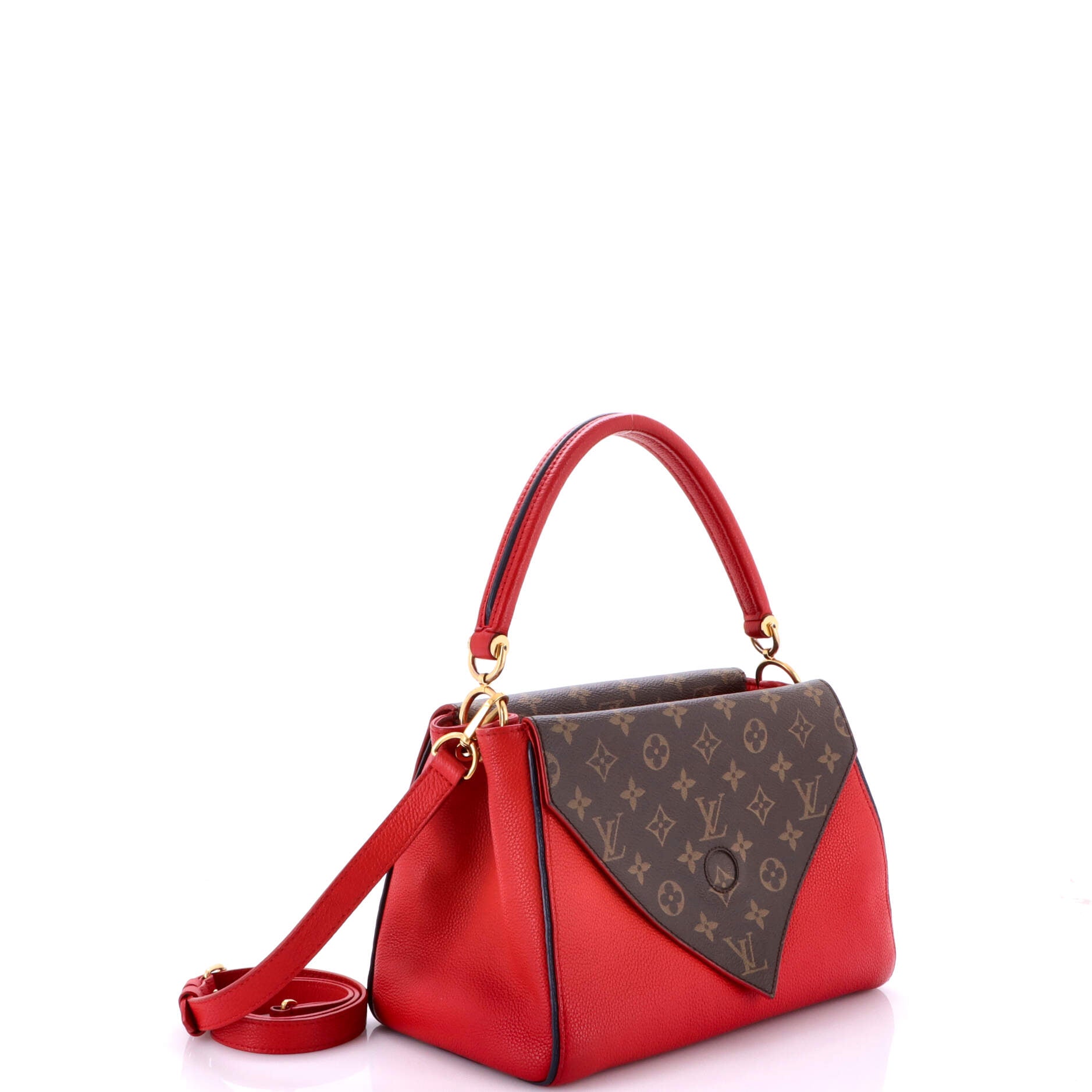 Double V Handbag Calfskin with Monogram Canvas