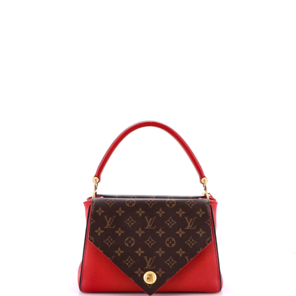 Double V Handbag Calfskin with Monogram Canvas
