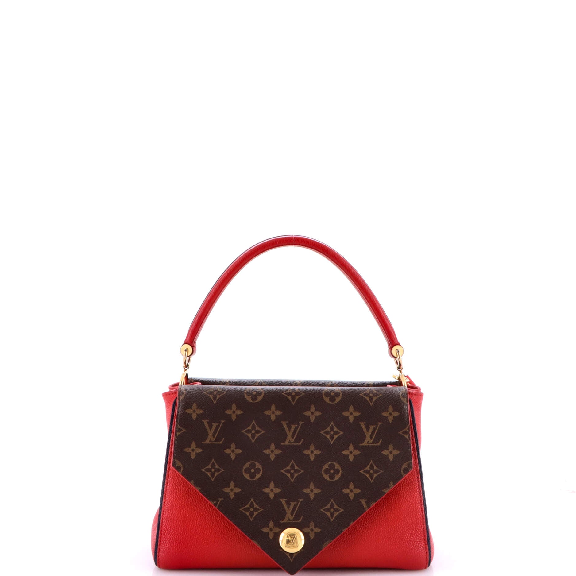 Double V Handbag Calfskin with Monogram Canvas