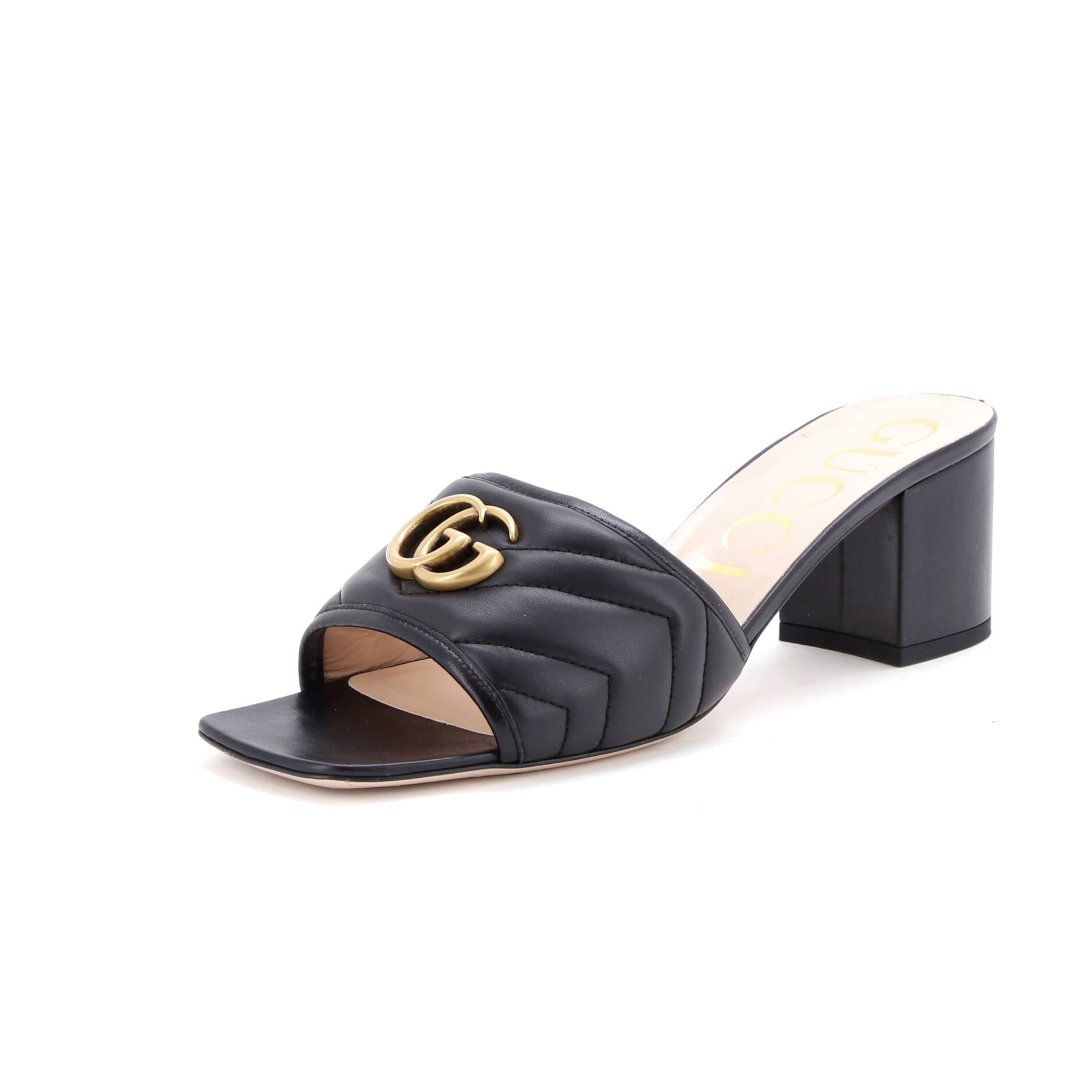 Women's Marmont Slide Heeled Sandals Matelasse Leather