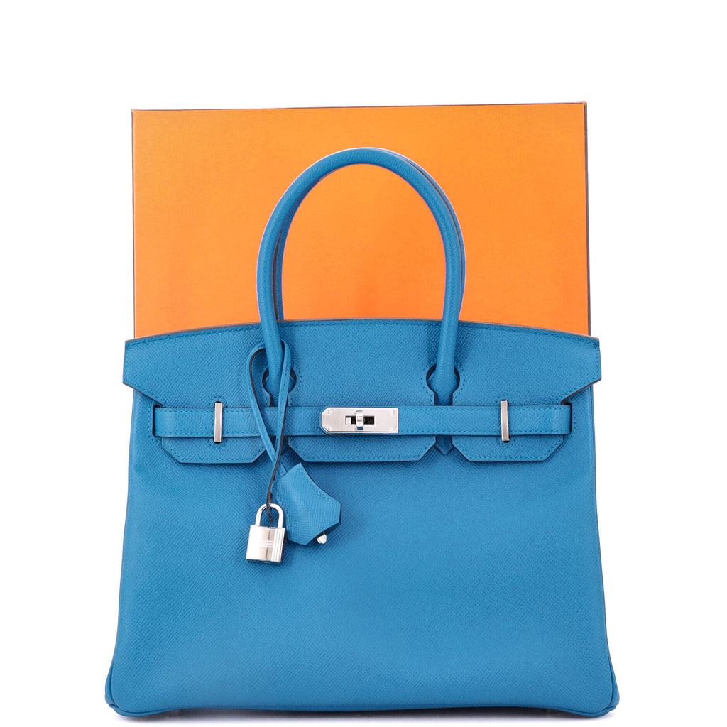 Birkin Handbag Bleu Zanzibar Epsom with Palladium Hardware 30