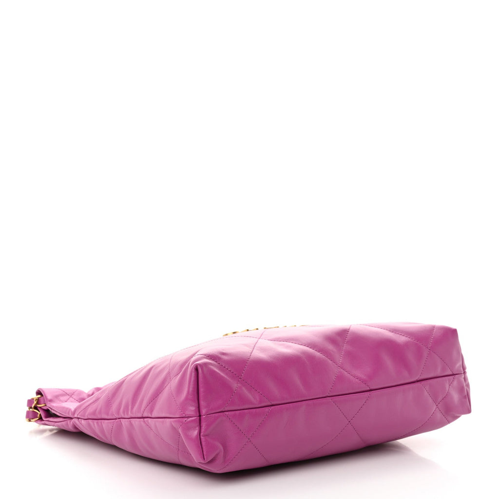 Shiny Calfskin Quilted Small Chanel 22 Purple