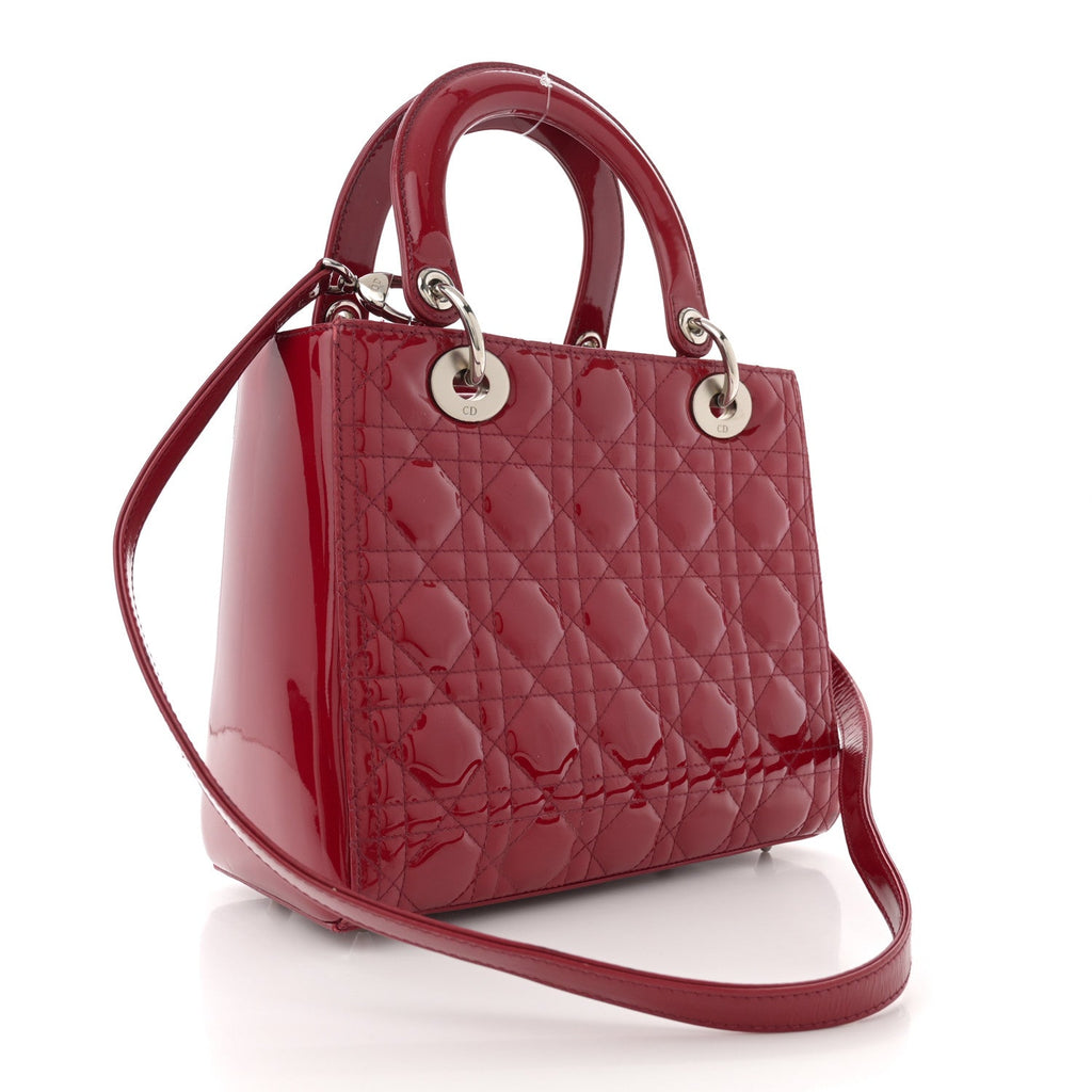 Patent Cannage Medium Lady Dior Red