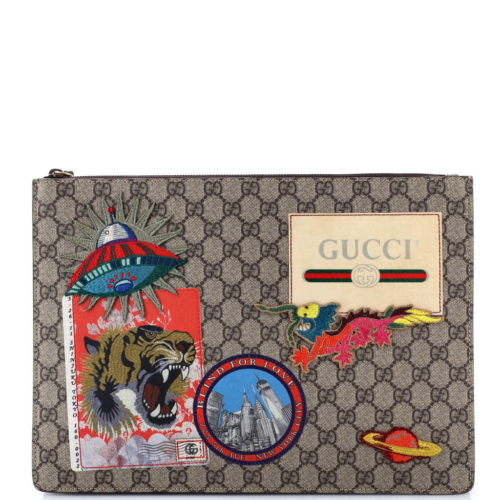 Courrier Messenger Bag GG Coated Canvas with Applique
