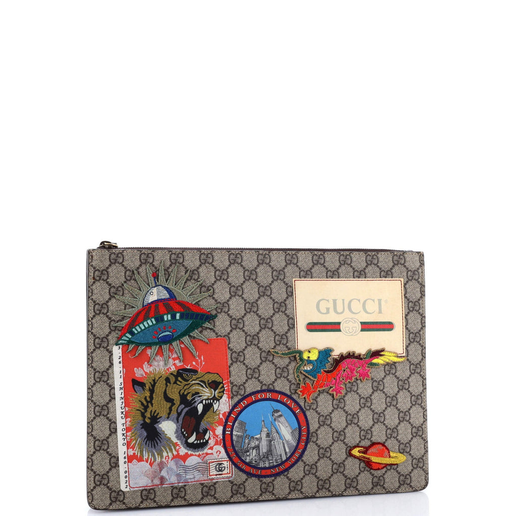 Courrier Messenger Bag GG Coated Canvas with Applique