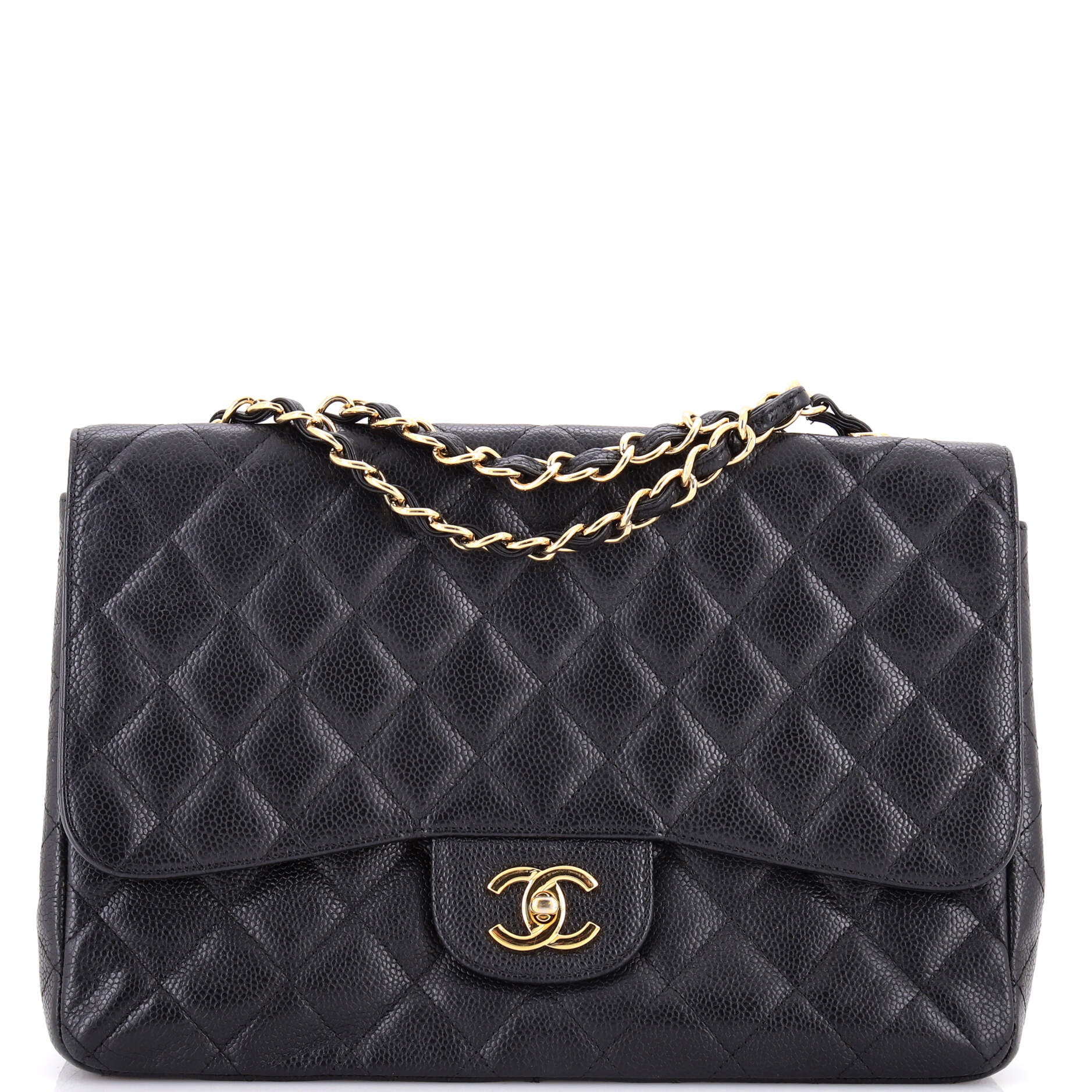 Vintage Classic Single Flap Bag Quilted Caviar Jumbo