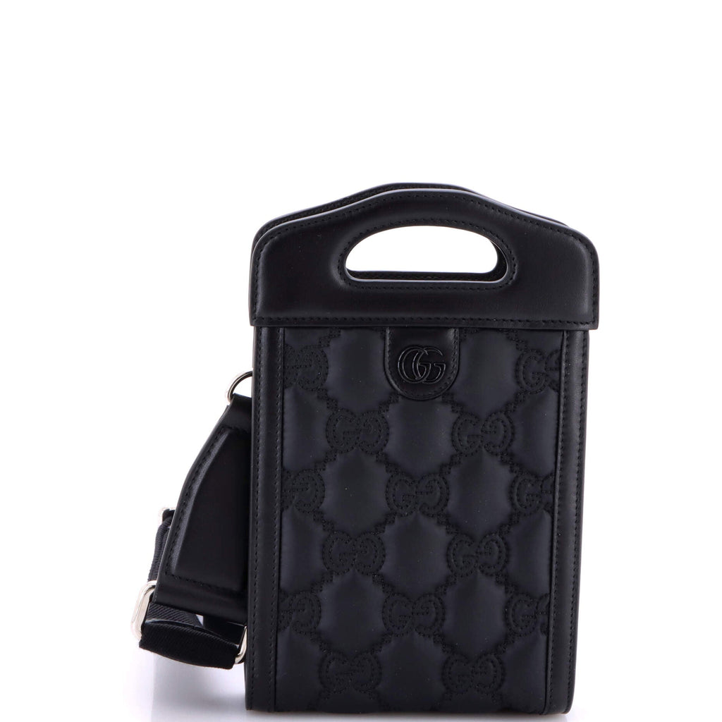 Top Handle Crossbody Bag GG Embossed Matelasse Nylon with Leather Mini