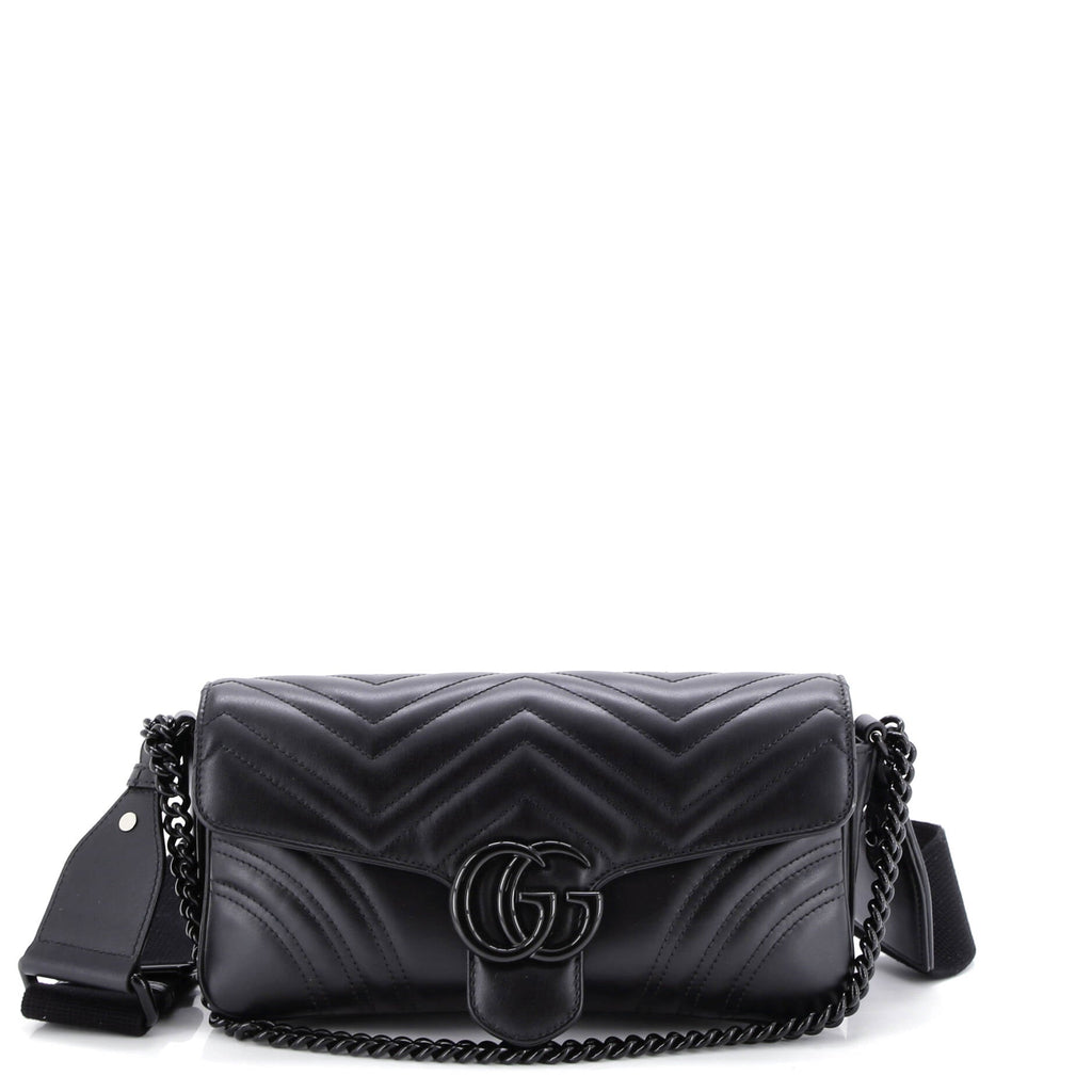 GG Marmont Monochrome Flap Bag Matelasse Leather Medium
