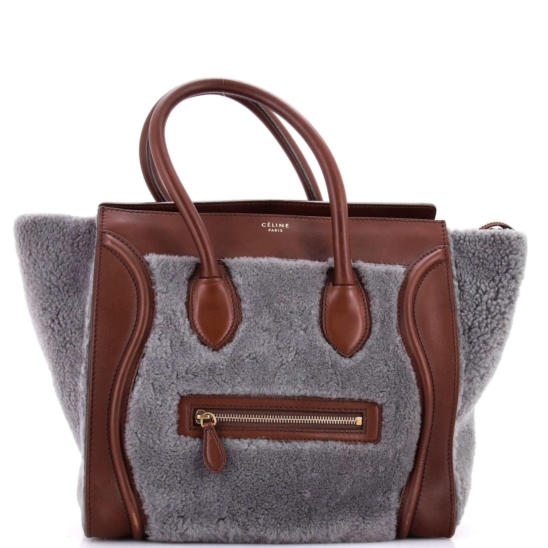 Bicolor Luggage Bag Shearling Mini