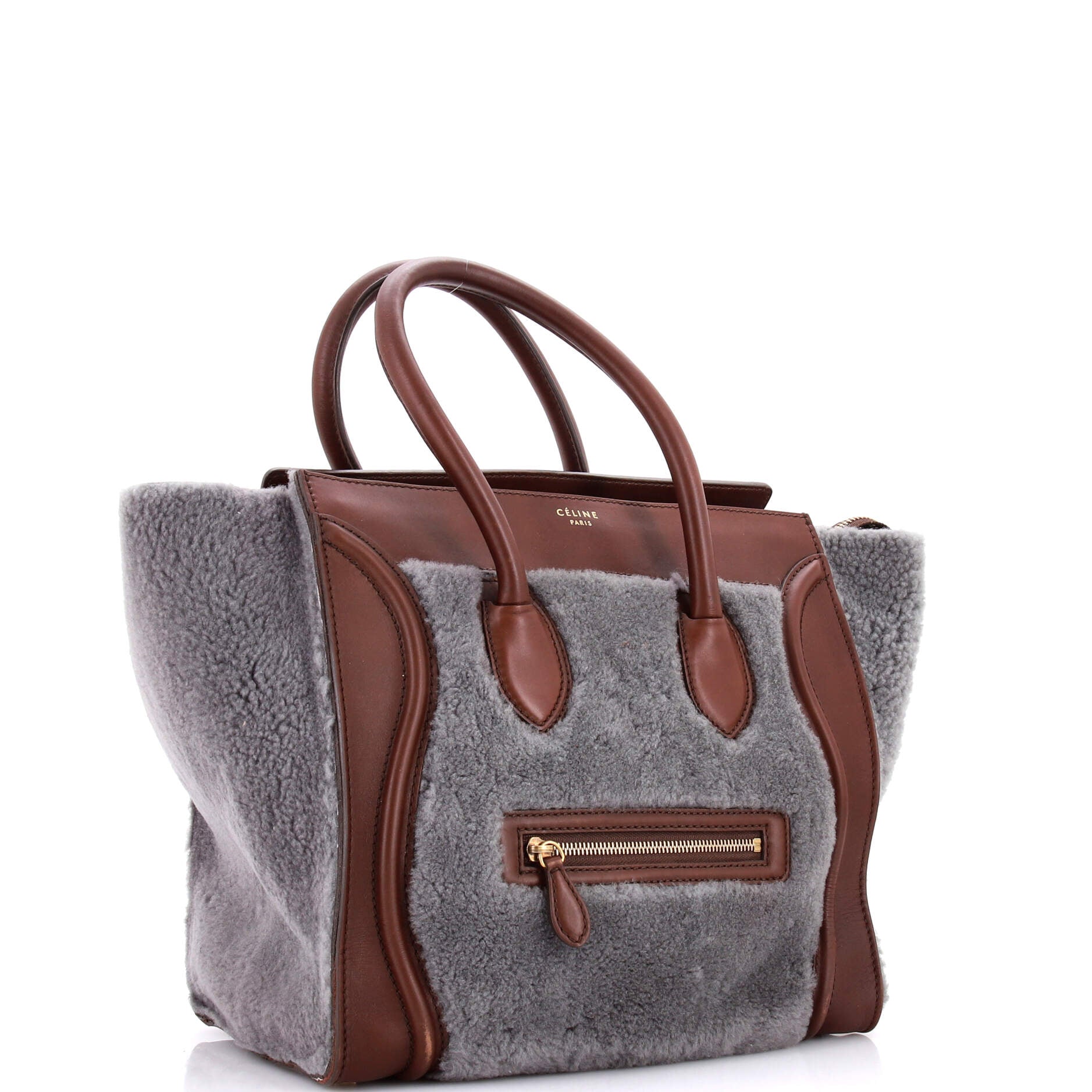 Bicolor Luggage Bag Shearling Mini