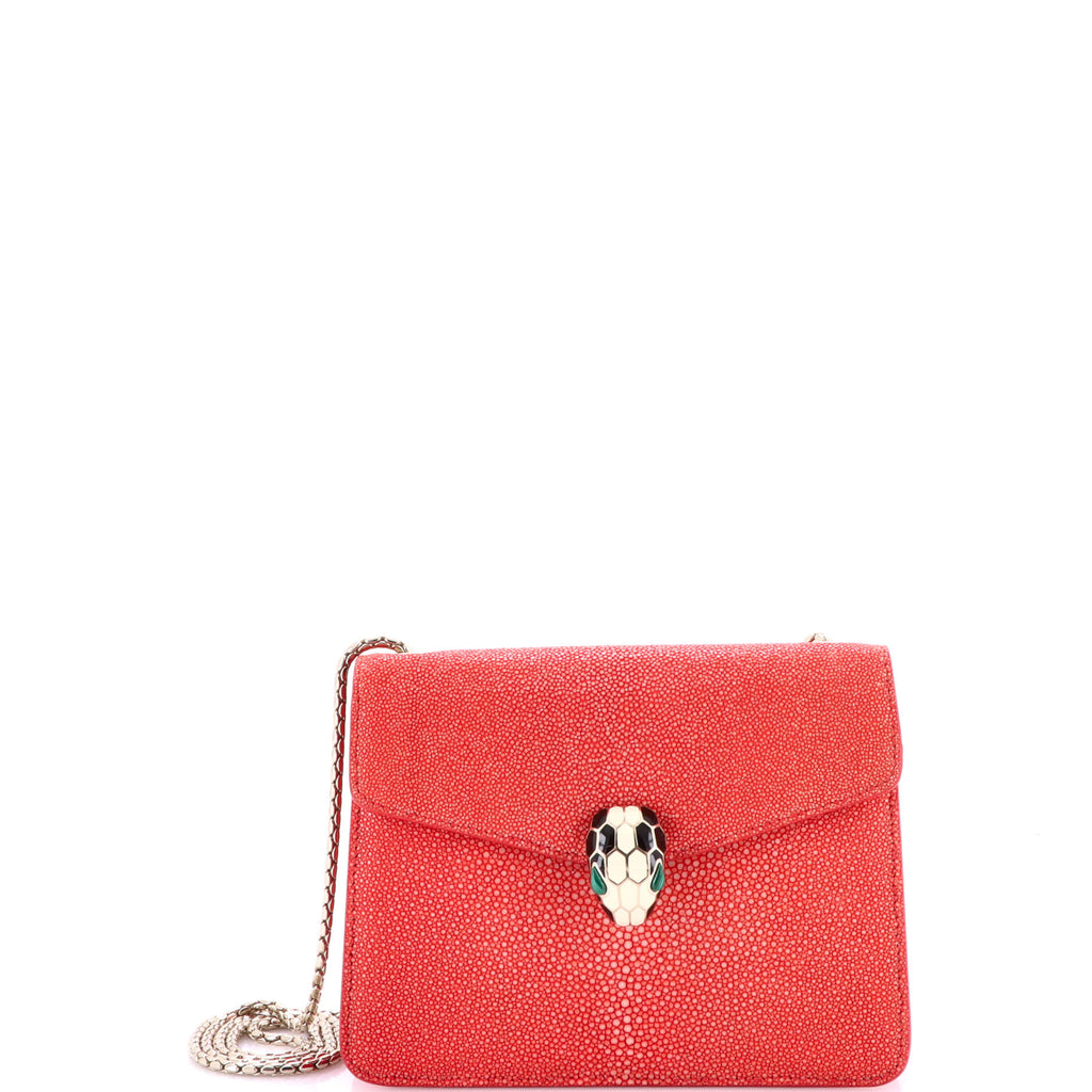 Serpenti Forever Square Shoulder Bag Stingray Small