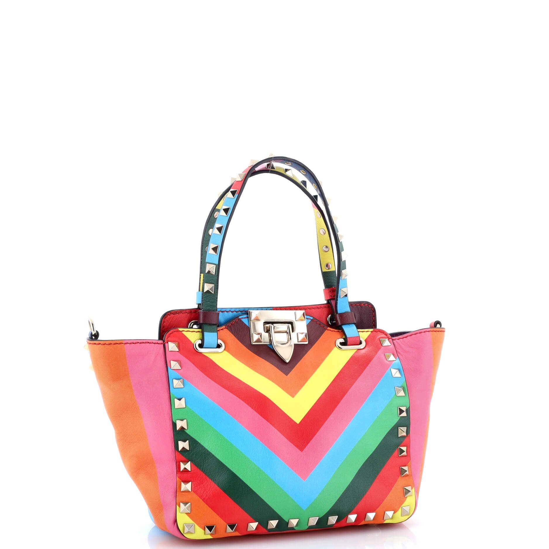 1973 Rockstud Tote Striped Leather Mini