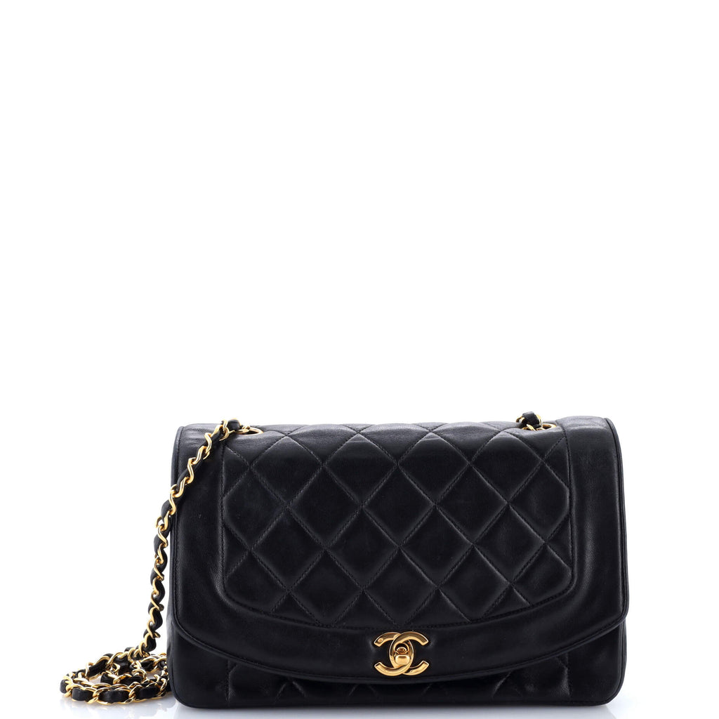 Vintage Diana Flap Bag Quilted Caviar Medium