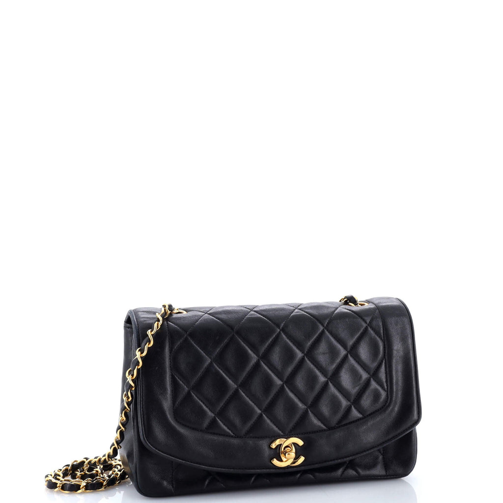 Vintage Diana Flap Bag Quilted Caviar Medium