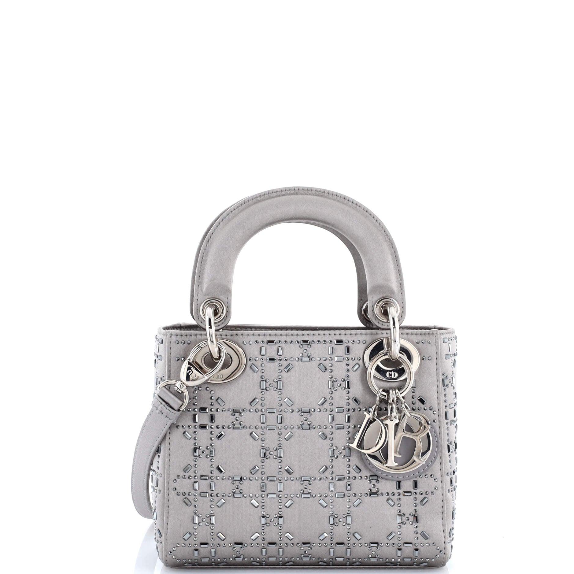 Lady Dior Bag Crystal Embellished Cannage Quilt Satin Mini