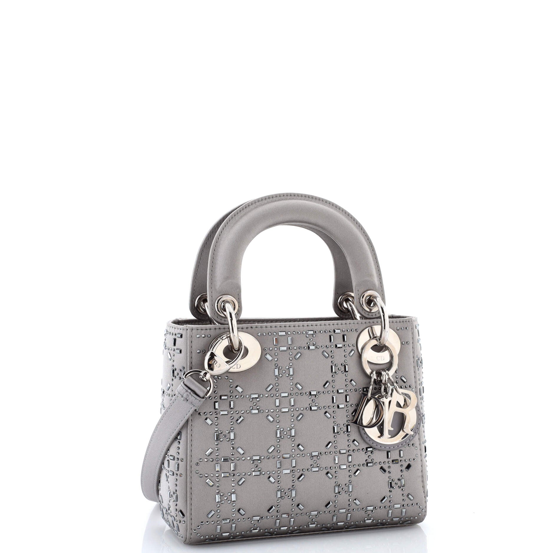 Lady Dior Bag Crystal Embellished Cannage Quilt Satin Mini