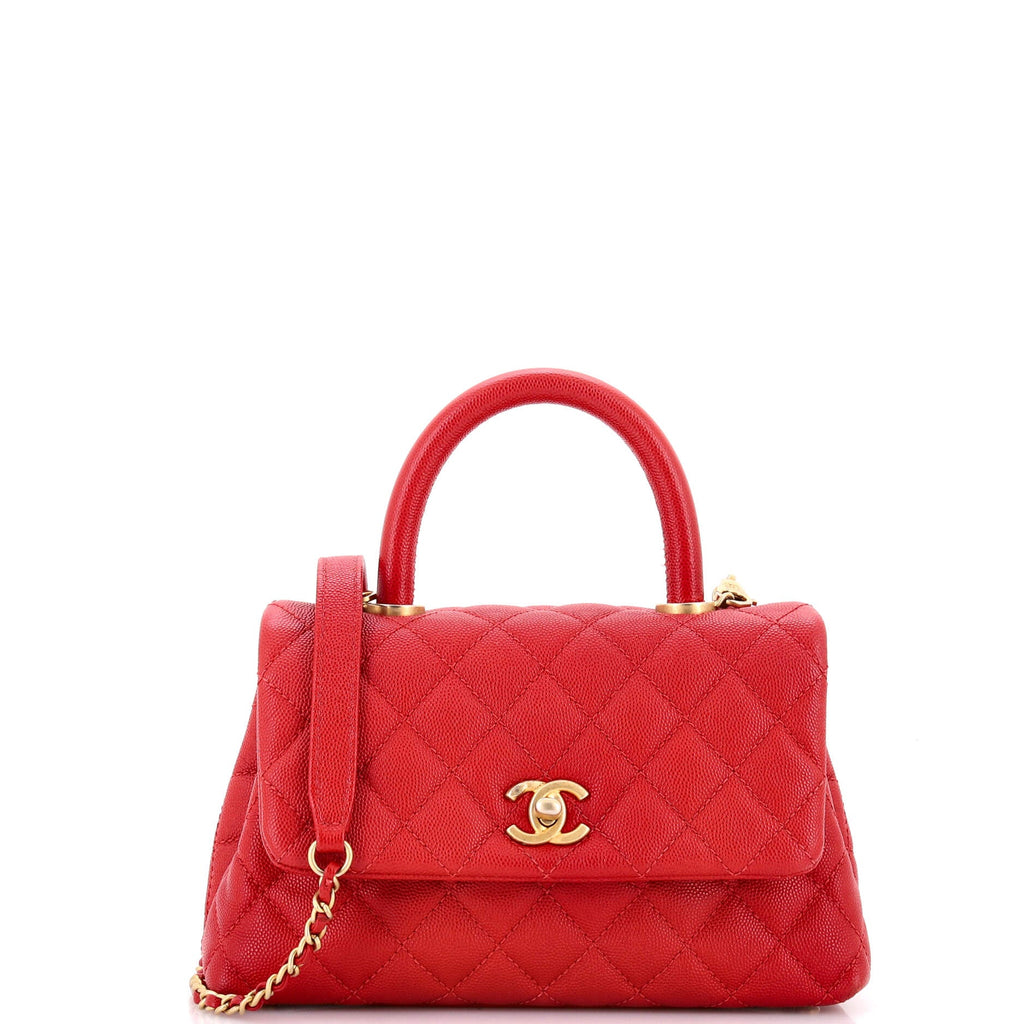 Coco Top Handle Bag Quilted Caviar Mini