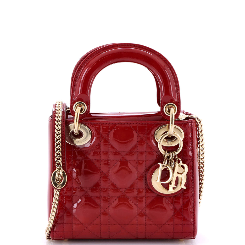 Lady Dior Chain Bag Cannage Quilt Patent Mini