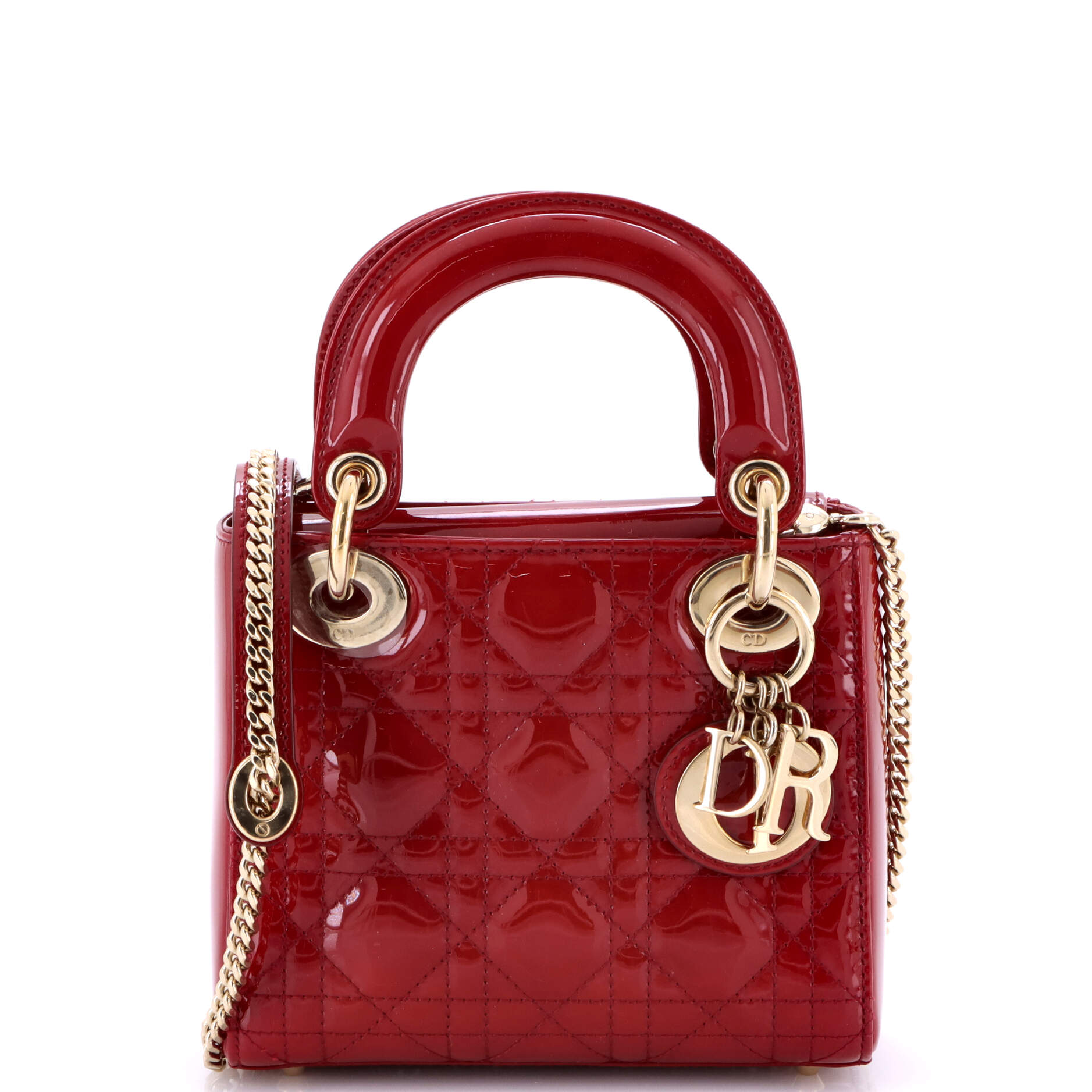 Lady Dior Chain Bag Cannage Quilt Patent Mini