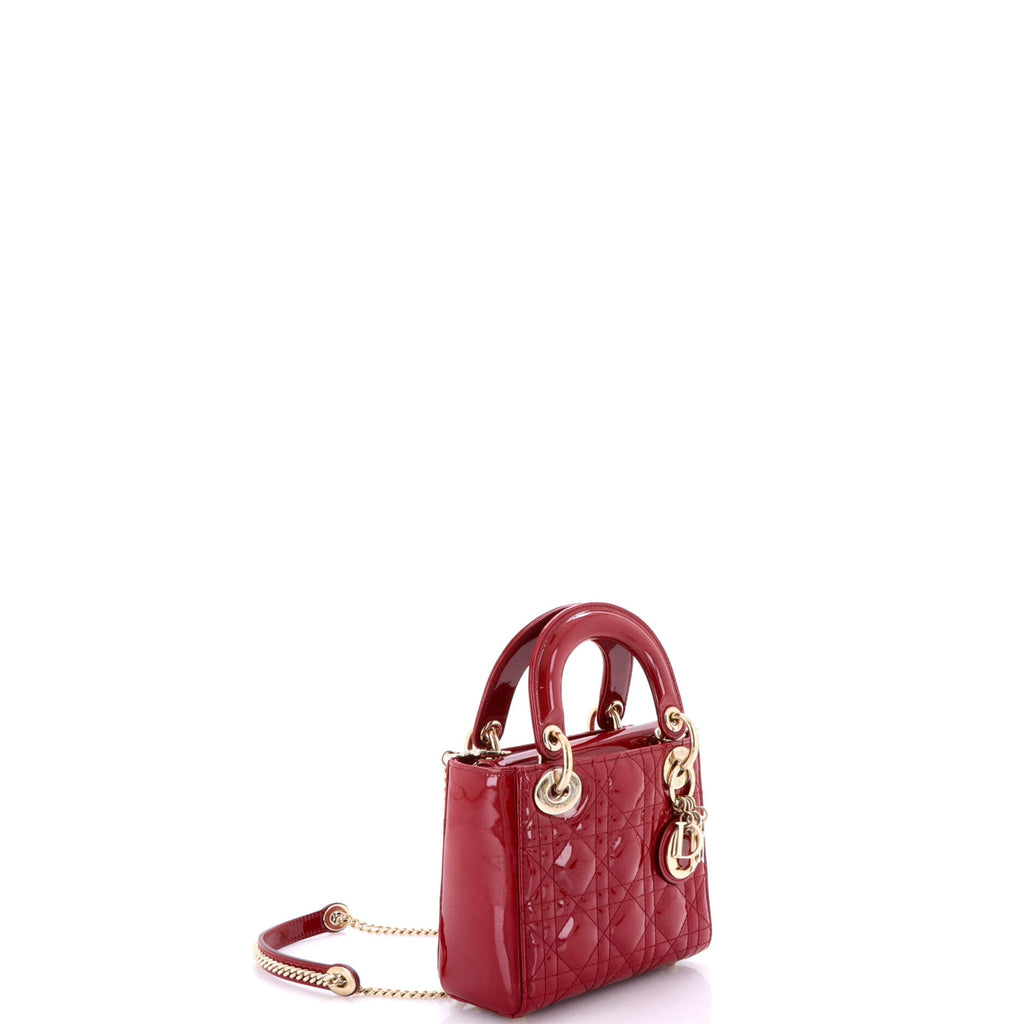 Lady Dior Chain Bag Cannage Quilt Patent Mini
