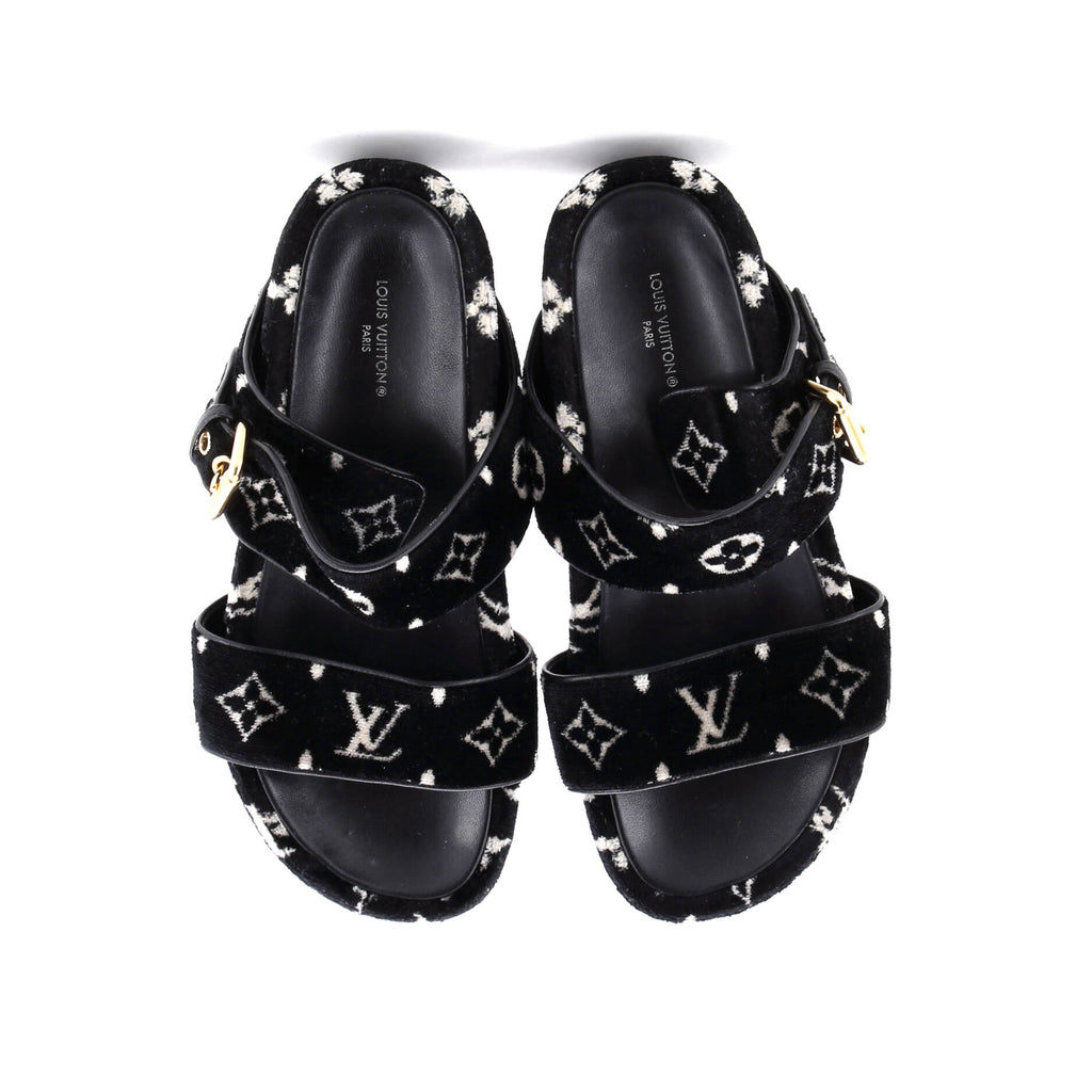 Women's Flatform Mule Sandals Monogram Velvet