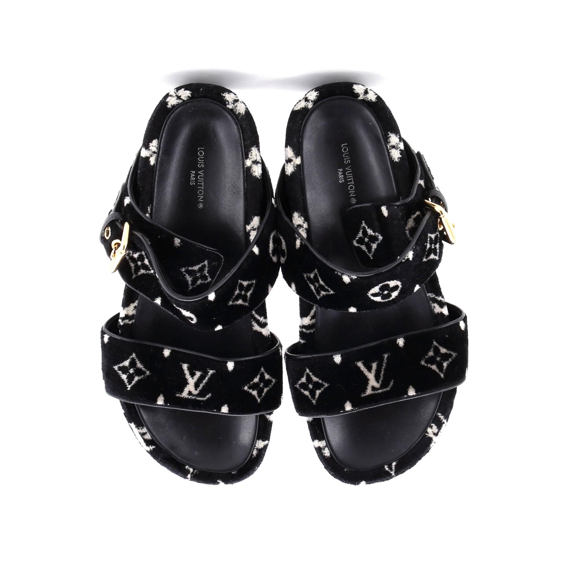 Women's Flatform Mule Sandals Monogram Velvet