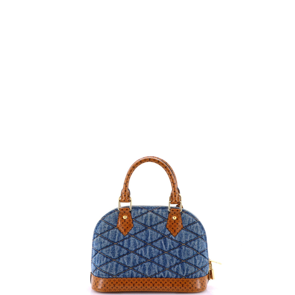 Alma Handbag Malletage Denim with Monogram Leather BB