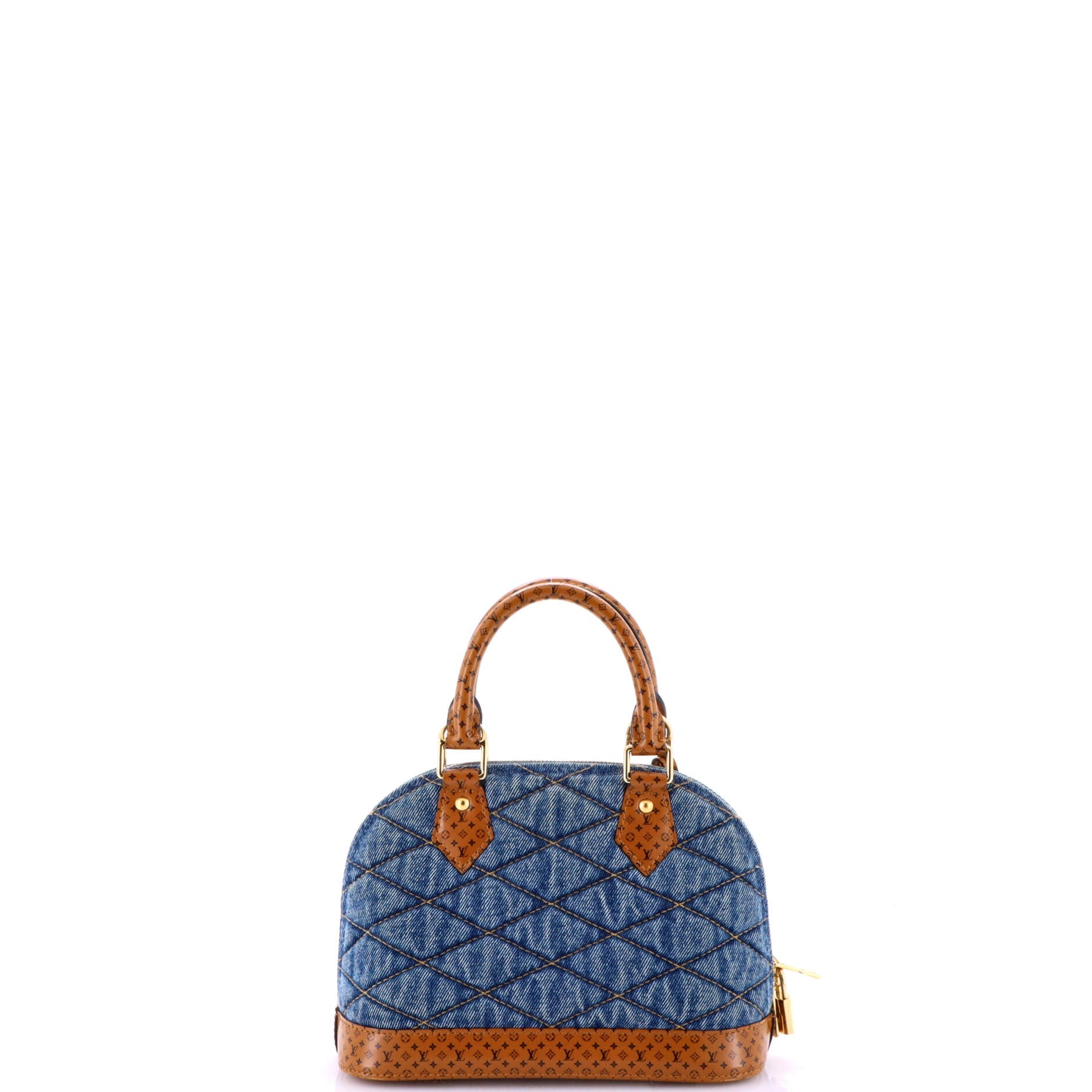 Alma Handbag Malletage Denim with Monogram Leather BB