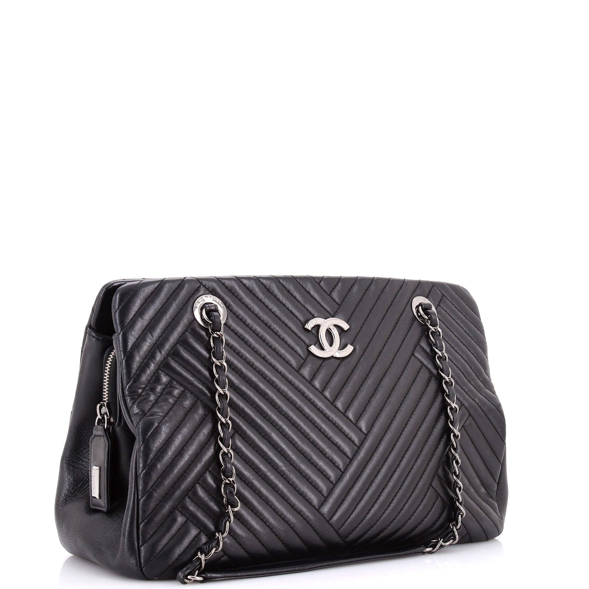 CC Crossing Tote Chevron Lambskin Large