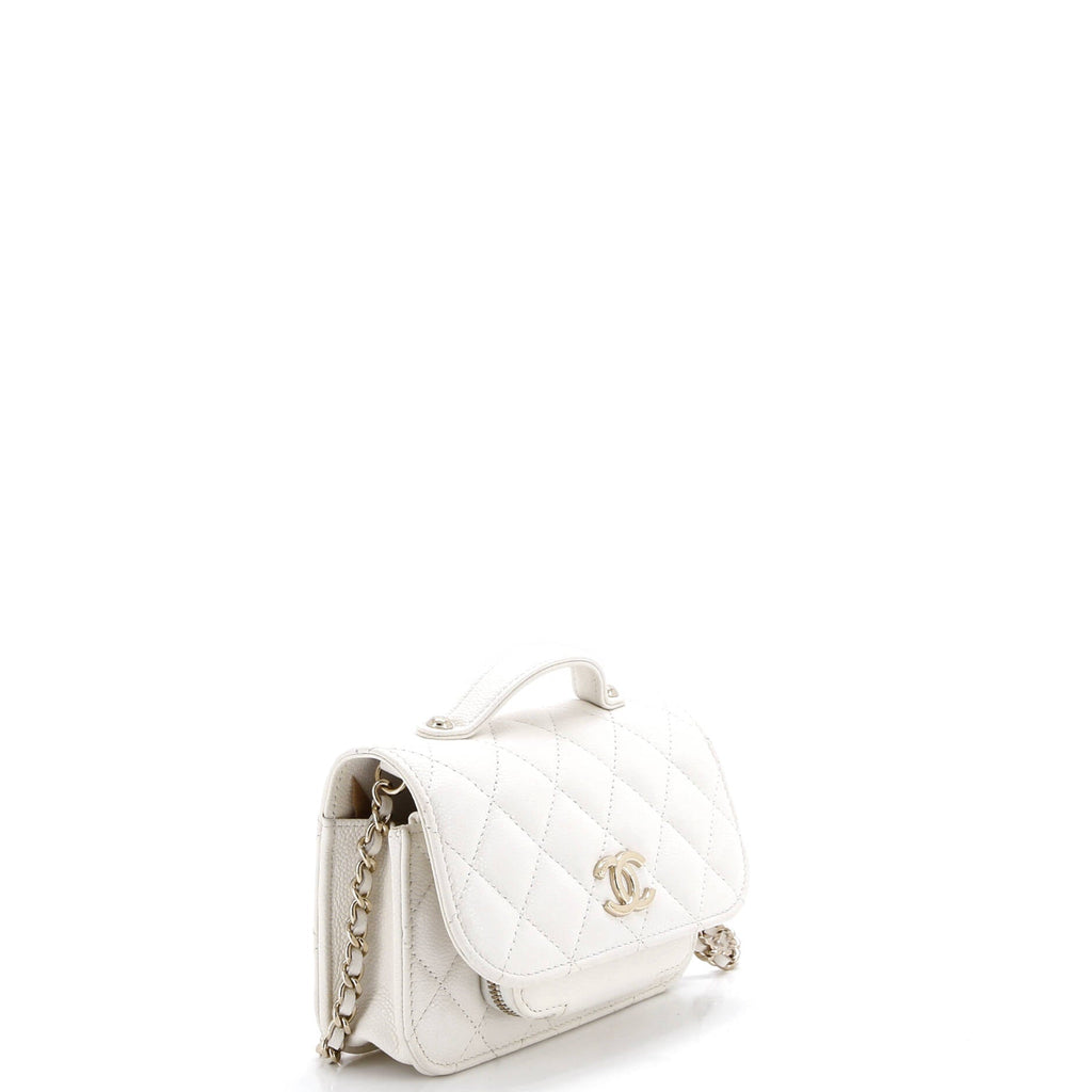 Business Affinity Flap Clutch with Chain Quilted Caviar