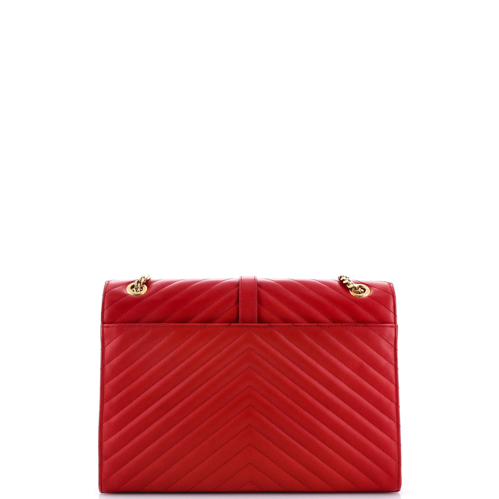 Classic Monogram Envelope Satchel Matelasse Chevron Leather Large