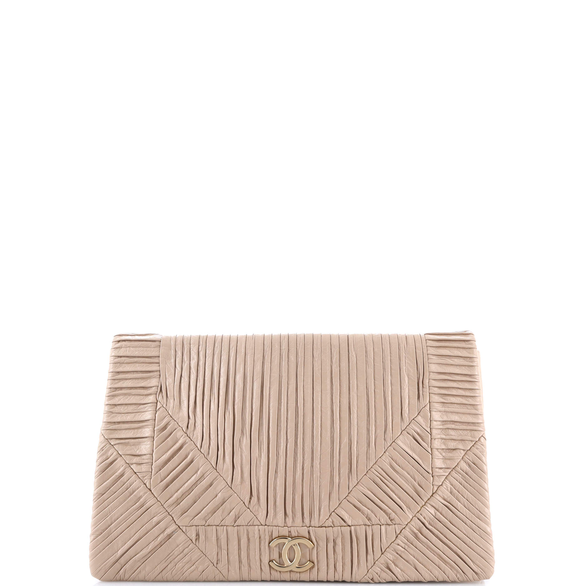 Coco Pleats Flap Clutch Pleated Crumpled Calfskin Medium
