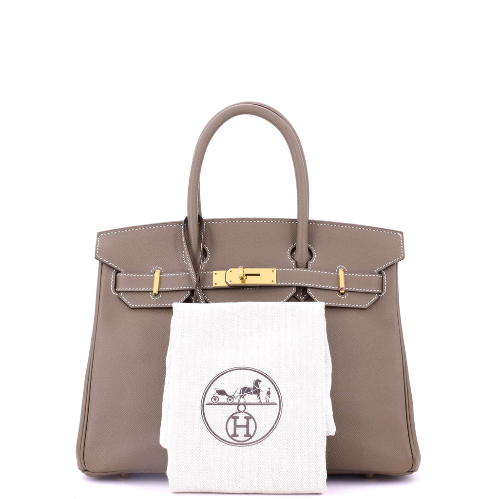 Birkin Handbag Grey Epsom with Gold Hardware 30